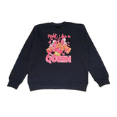 Thank Full Queen DTF Print Sweatshirts For Girls Navy Color