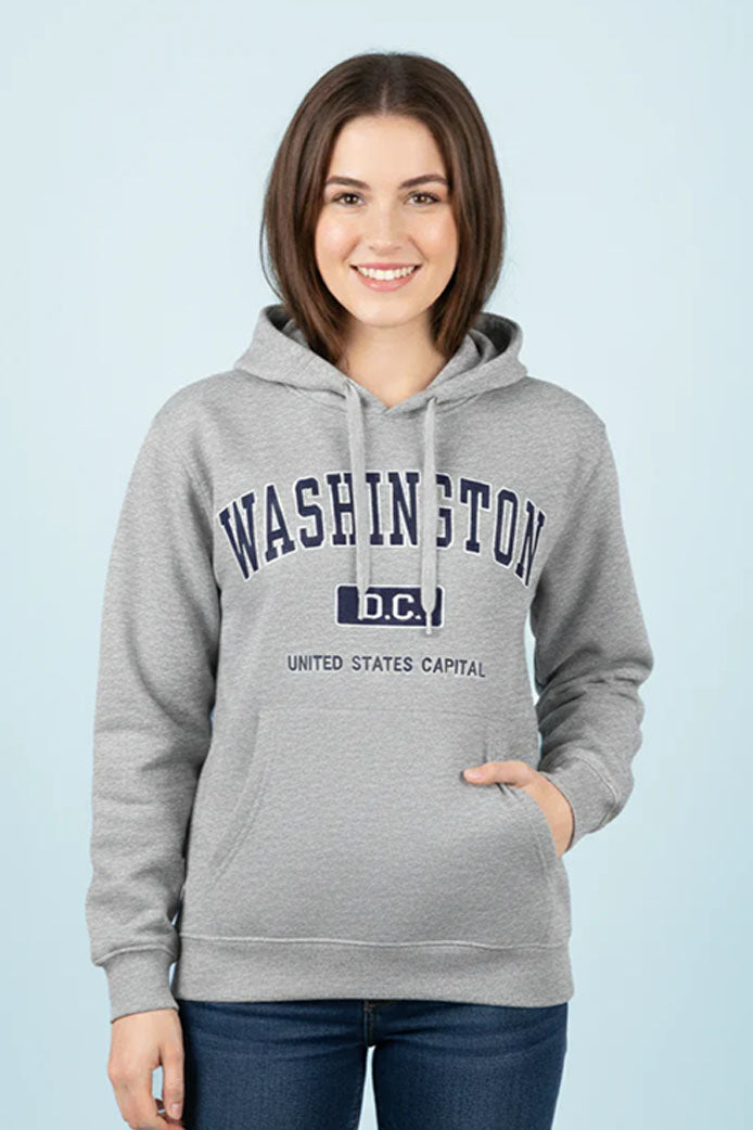 Washington D.C. Hoodie – Unisex Grey Sweatshirt | Soft Cotton Blend Pullover