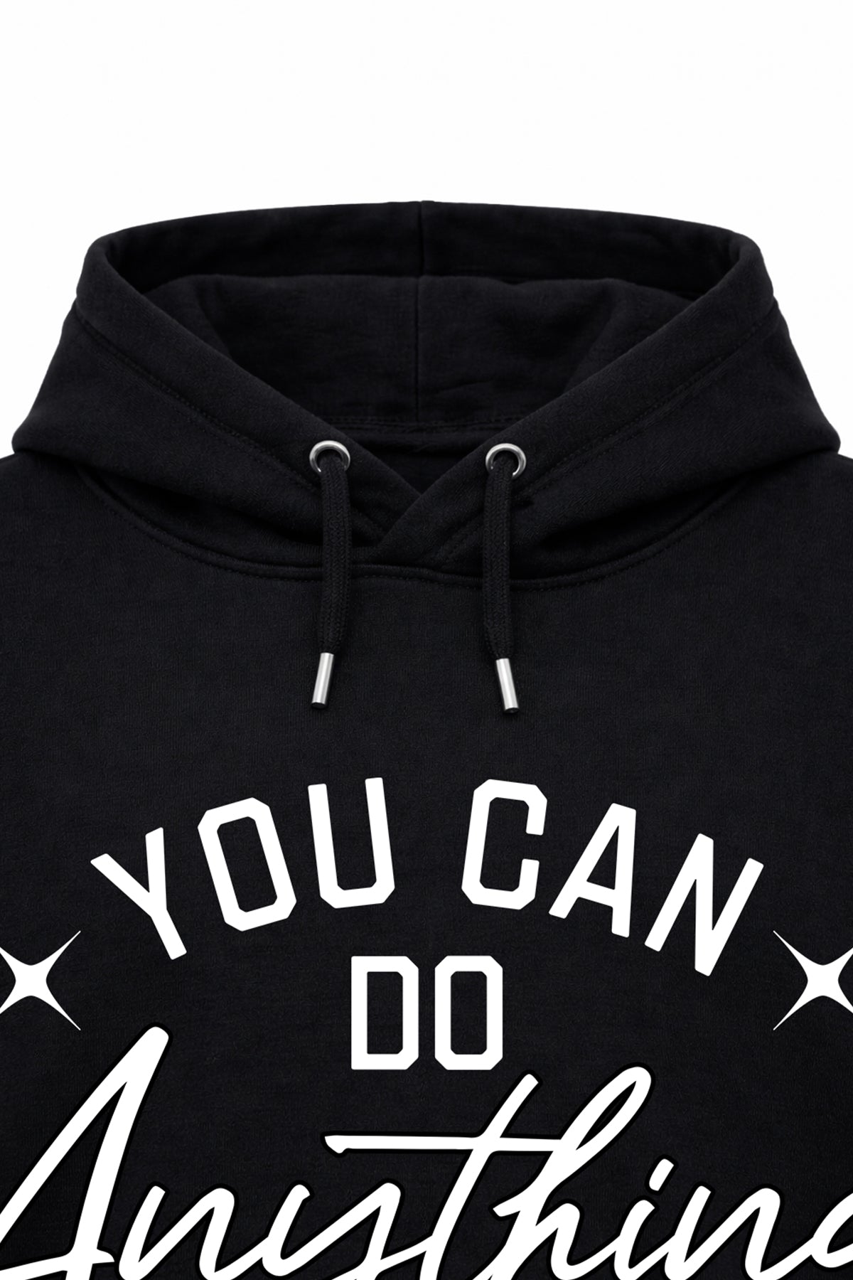 The Perspective Hoodie: Signature Script Graphic in Noir