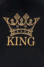 Black KING Hoodie | Mid-Weight Fleece Pullover with Crown Print
