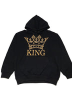 Black KING Hoodie | Mid-Weight Fleece Pullover with Crown Print