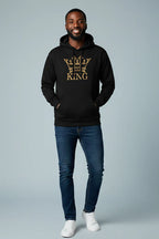 Black KING Hoodie | Mid-Weight Fleece Pullover with Crown Print