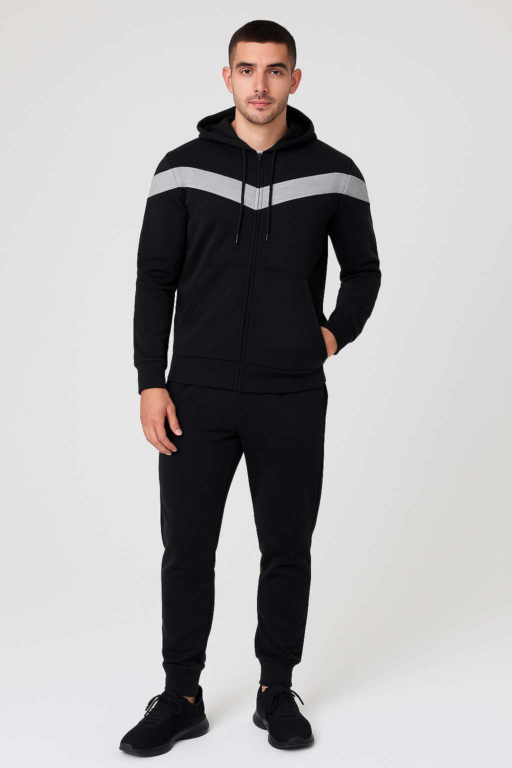 Men’s Contrast Panel Fleece Tracksuit | Casual, Gym & Streetwear Essential Main image