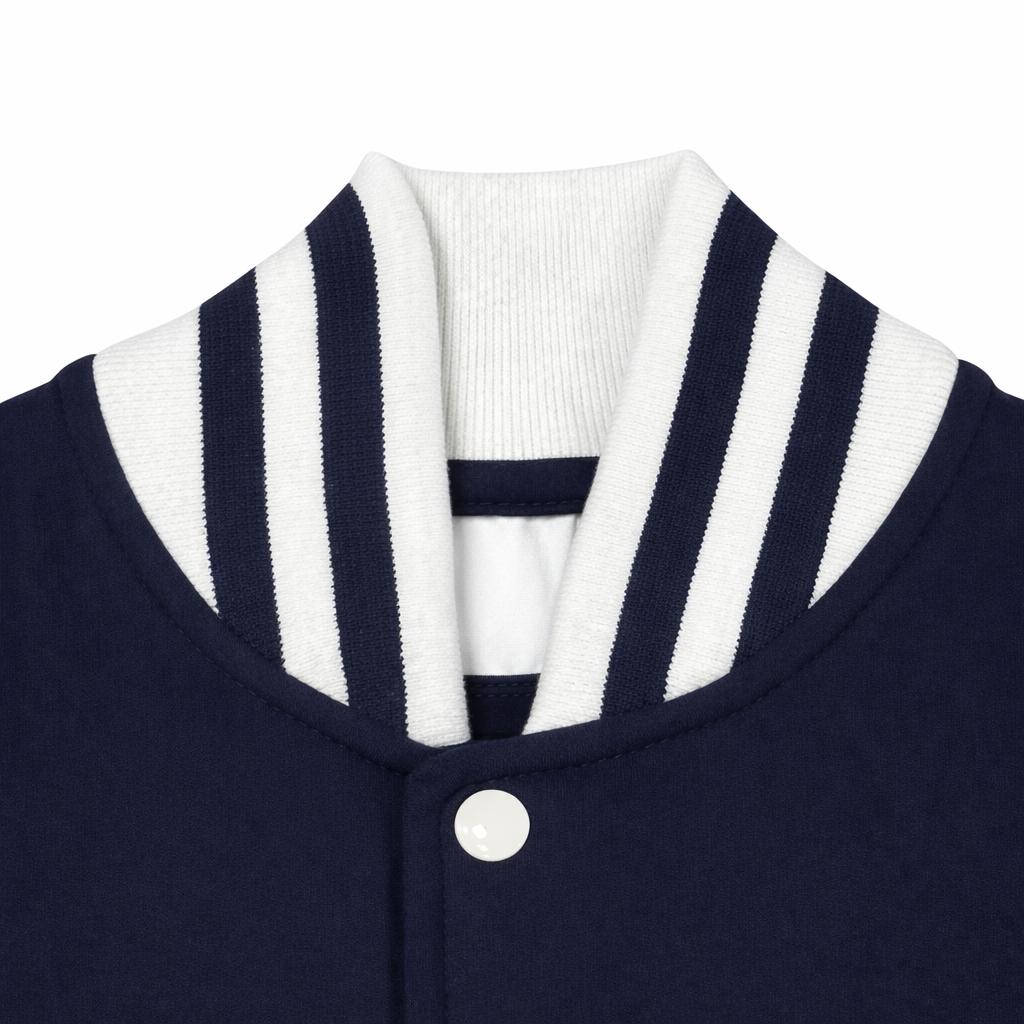 Classic Varsity Jacket – Button-Up Letterman Jacket, 80% Cotton 20% Polyester, Casual Streetwear Coat – Red, Navy, Black