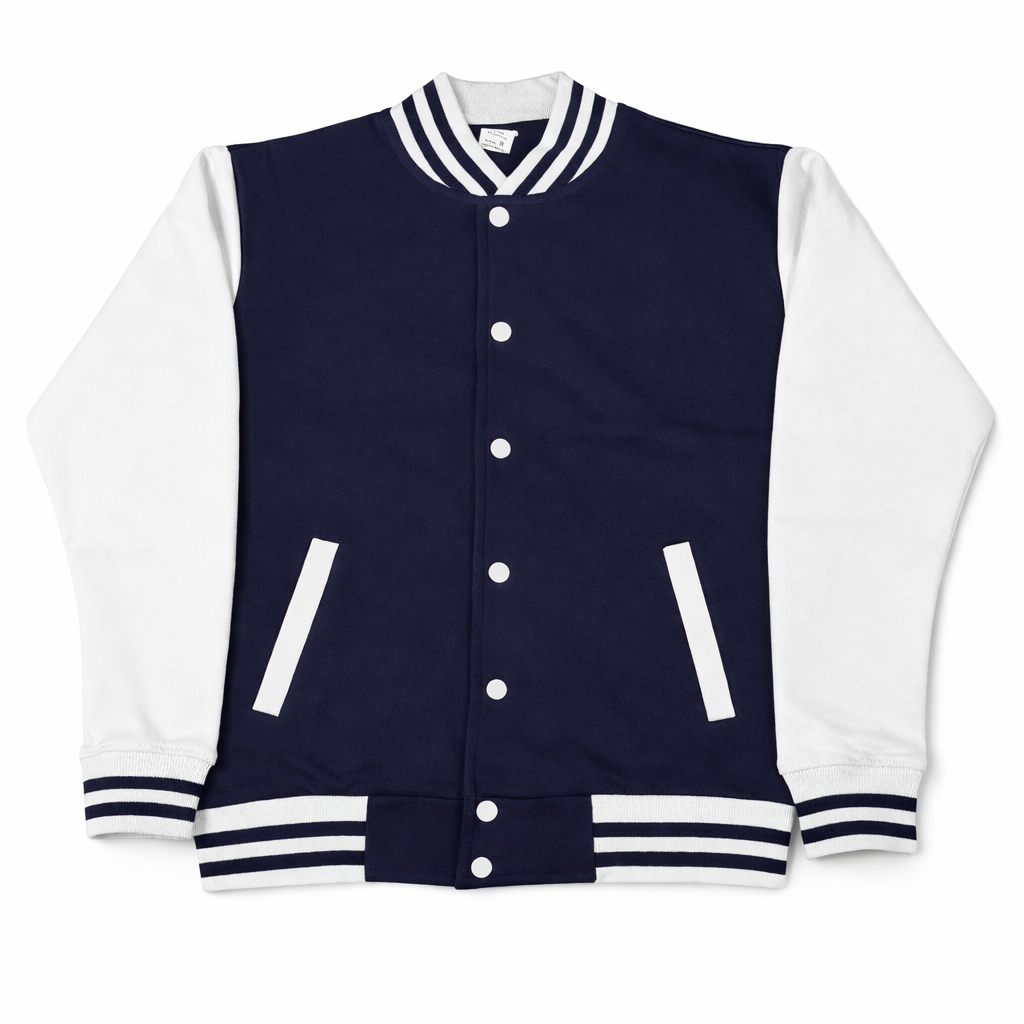 Classic Varsity Jacket – Button-Up Letterman Jacket, 80% Cotton 20% Polyester, Casual Streetwear Coat – Red, Navy, Black