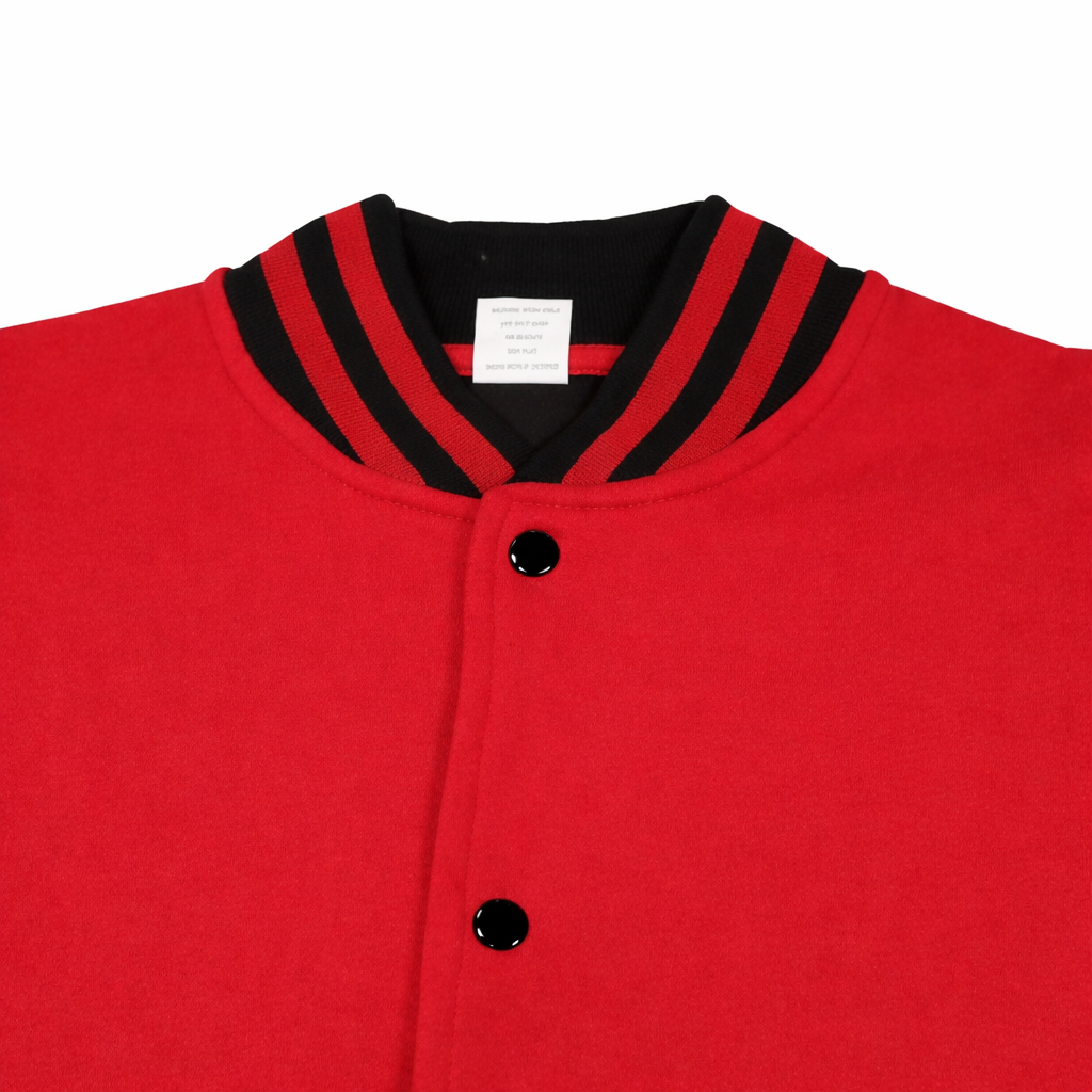 Classic Varsity Jacket – Button-Up Letterman Jacket, 80% Cotton 20% Polyester, Casual Streetwear Coat – Red, Navy, Black