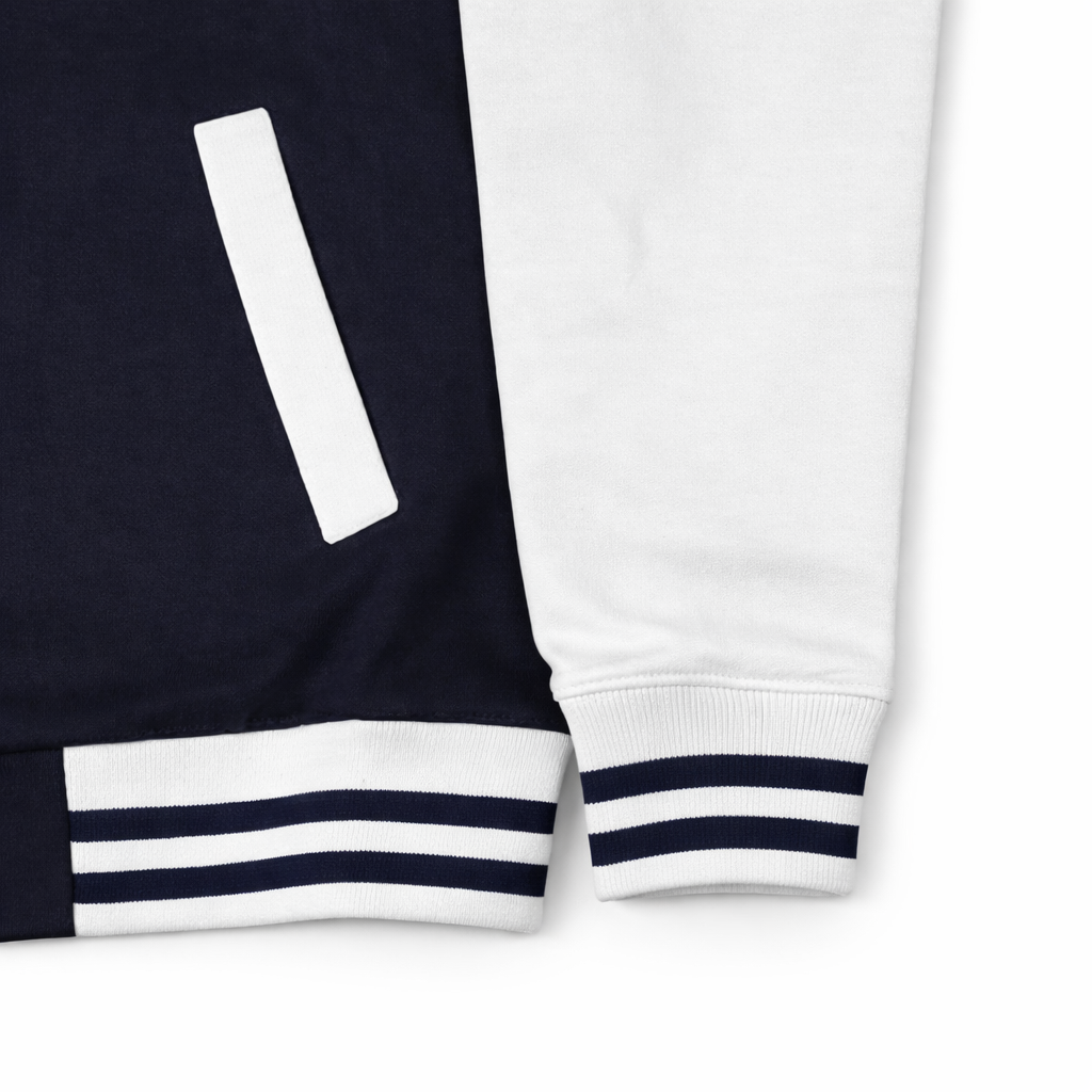 Classic Varsity Jacket – Button-Up Letterman Jacket, 80% Cotton 20% Polyester, Casual Streetwear Coat – Red, Navy, Black