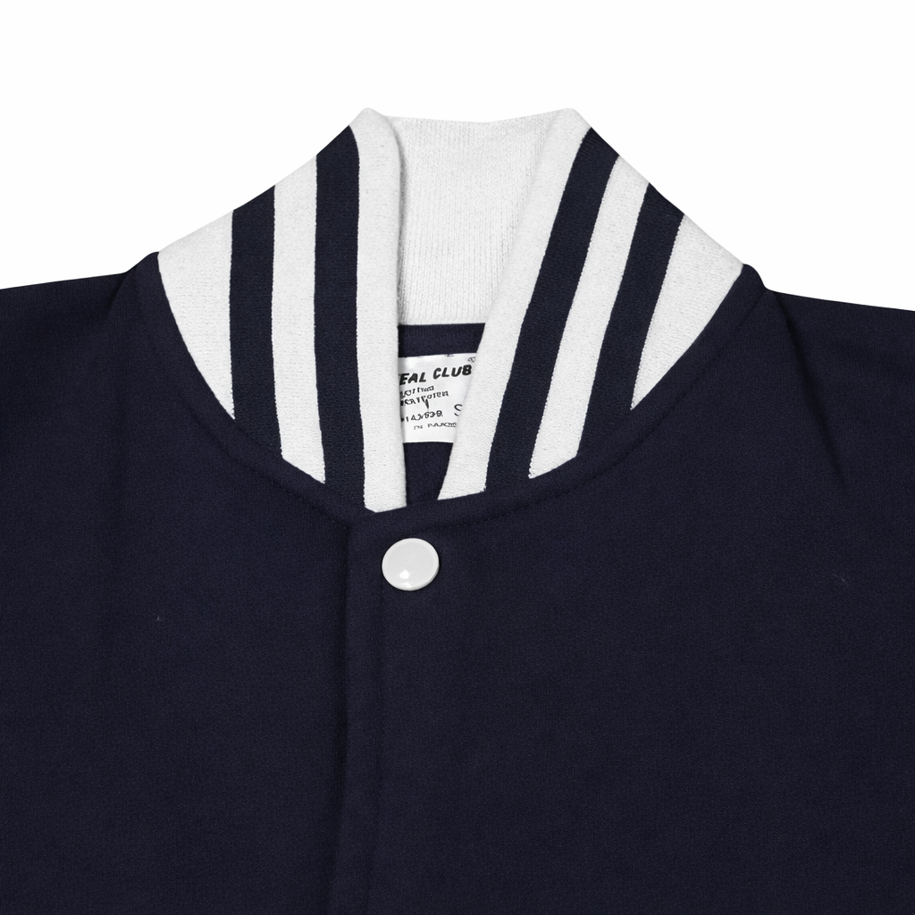 Classic Varsity Jacket – Button-Up Letterman Jacket, 80% Cotton 20% Polyester, Casual Streetwear Coat – Red, Navy, Black