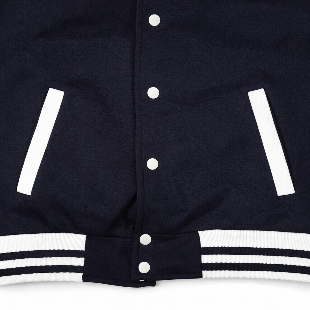 Classic Varsity Jacket – Button-Up Letterman Jacket, 80% Cotton 20% Polyester, Casual Streetwear Coat – Red, Navy, Black