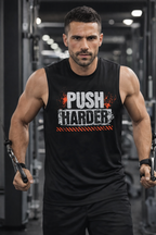 PUSH HARDER Dry Fit Gym Tank Top – 100% Polyester Sleeveless Workout Shirt