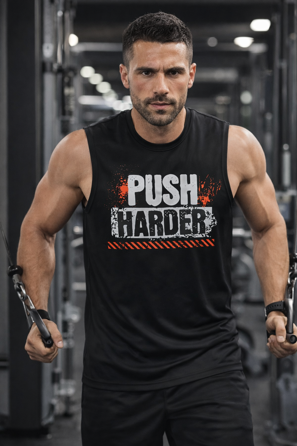 PUSH HARDER Dry Fit Gym Tank Top – 100% Polyester Sleeveless Workout Shirt