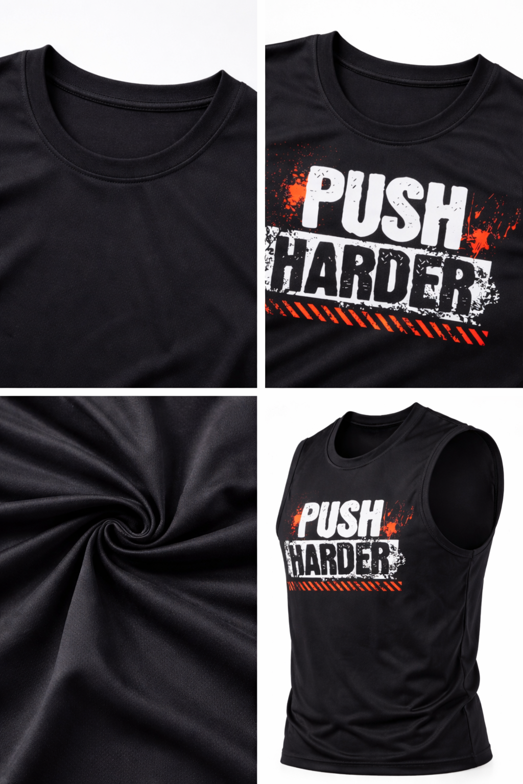 PUSH HARDER Dry Fit Gym Tank Top – 100% Polyester Sleeveless Workout Shirt