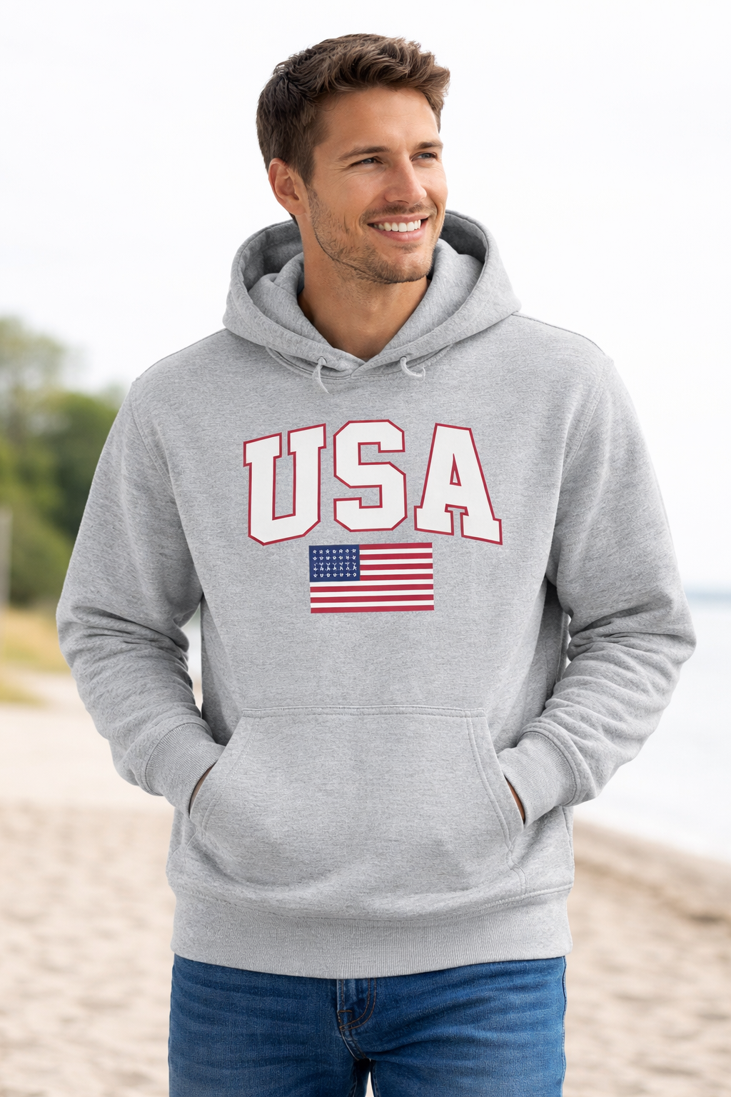 USA Classic Fit Hoodie – Midweight 280 GSM Cotton Blend with High-Quality DTF Print