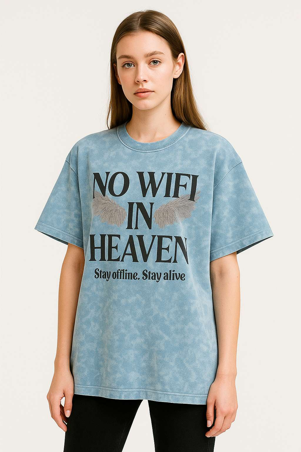 NO WIFI IN HEAVEN – Heavyweight Acid Wash Tee