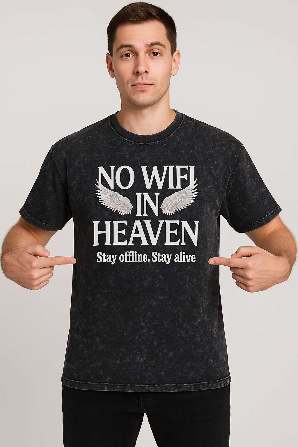 NO WIFI IN HEAVEN – Heavyweight Acid Wash Tee