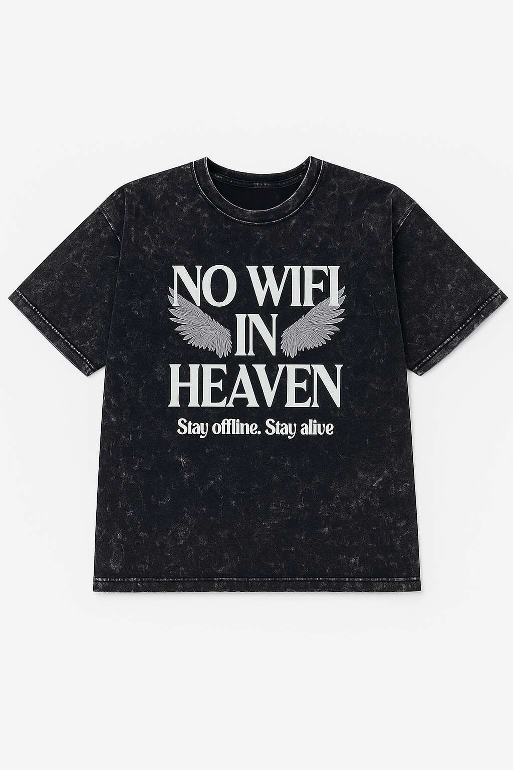 NO WIFI IN HEAVEN – Heavyweight Acid Wash Tee