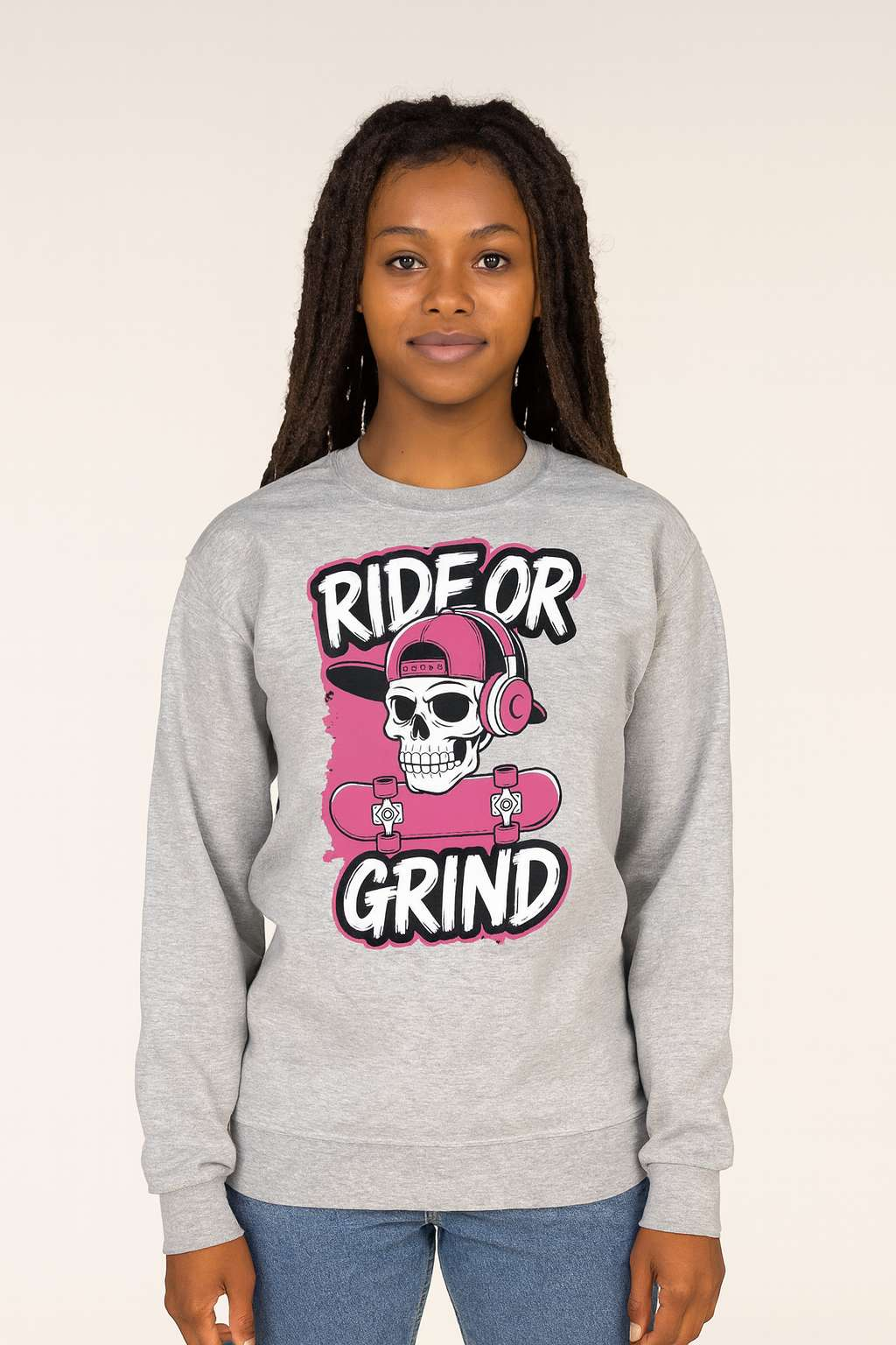 Ride or Grind Skull Sweatshirt – Bold Skate Streetwear Vibe