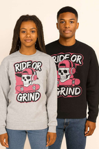 Ride or Grind Skull Sweatshirt – Bold Skate Streetwear Vibe