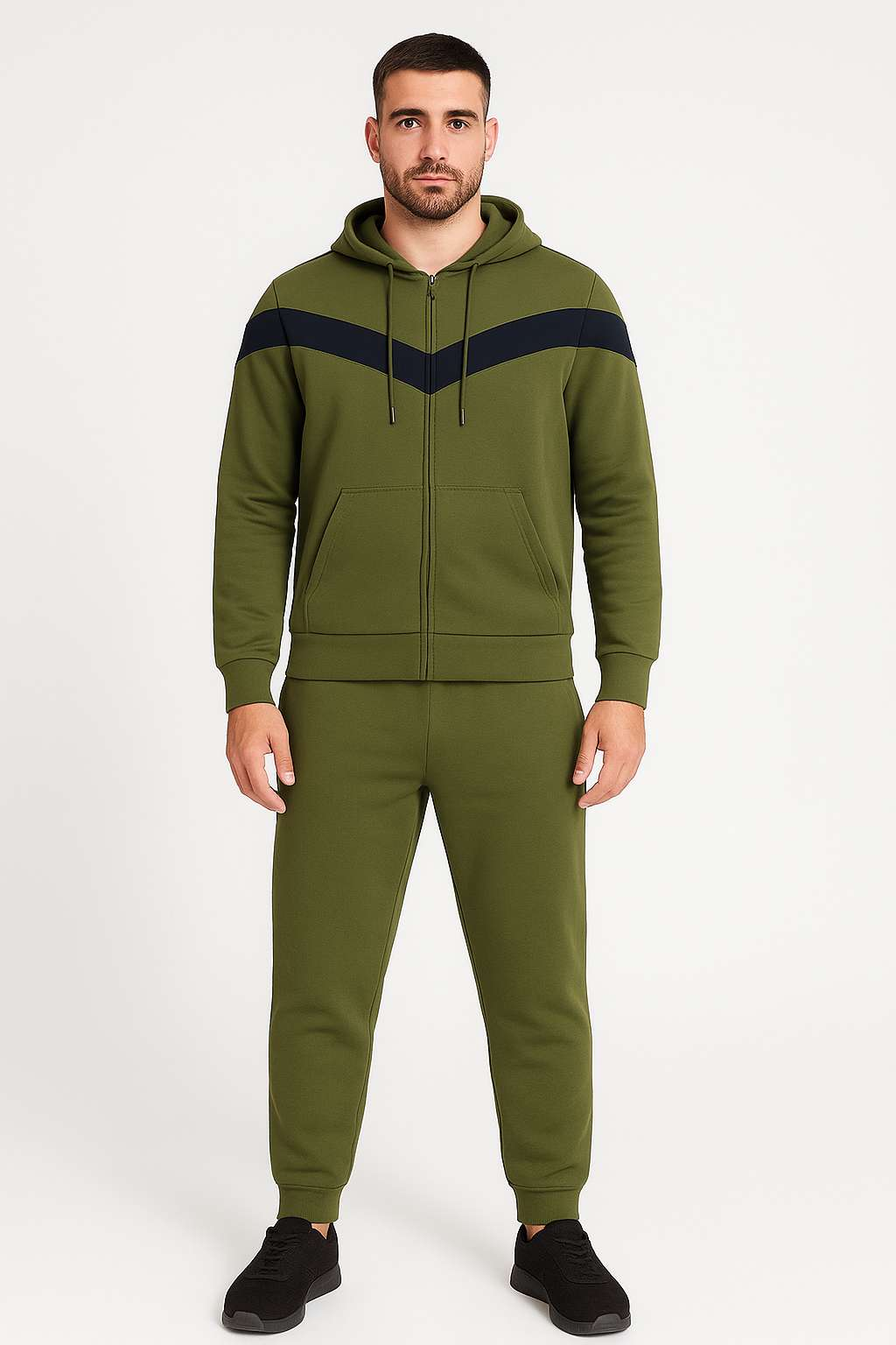 Men’s Contrast Panel Fleece Tracksuit | Casual, Gym & Streetwear Essential