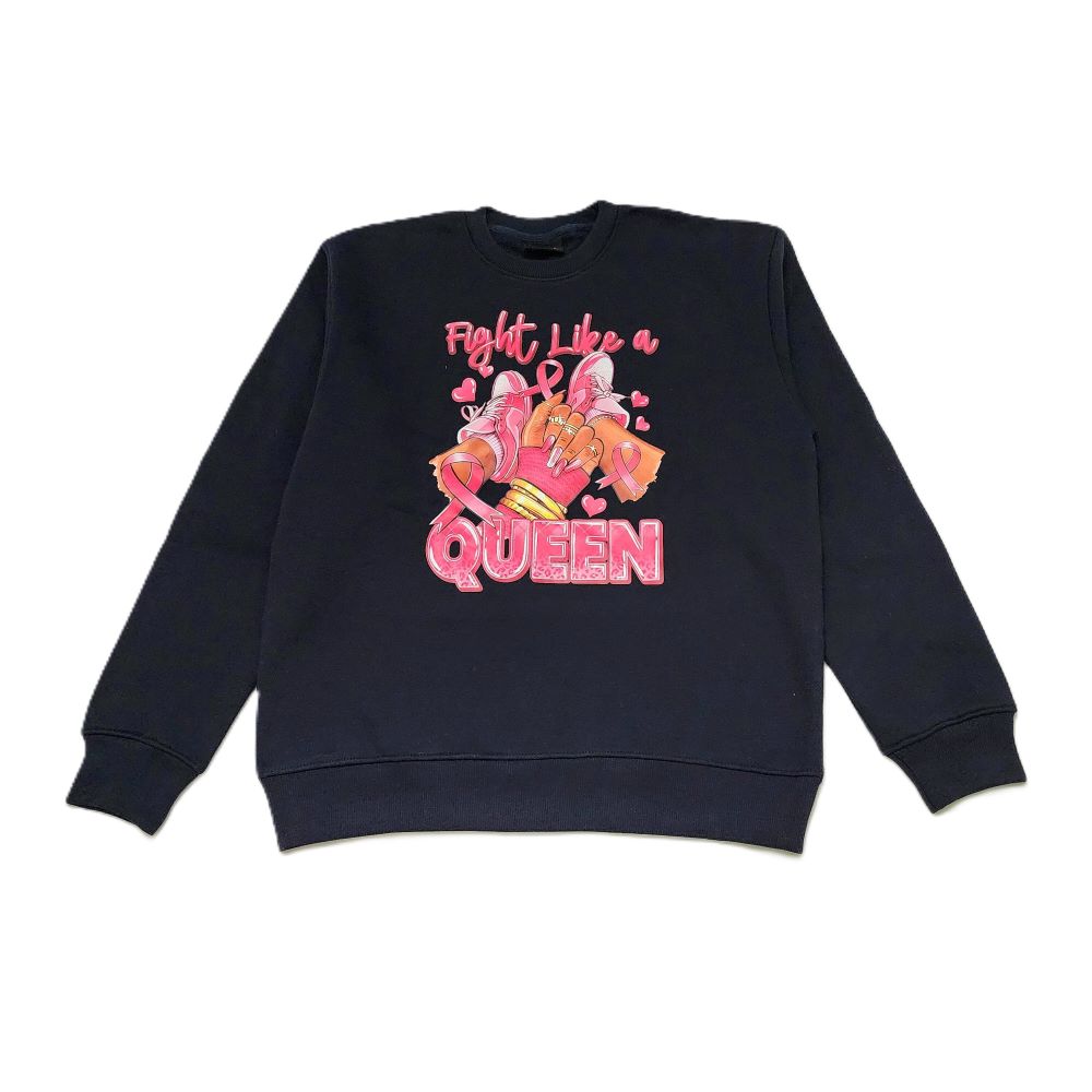 Thank Full Queen  DTF Print Sweatshirts For Girls Navy Color