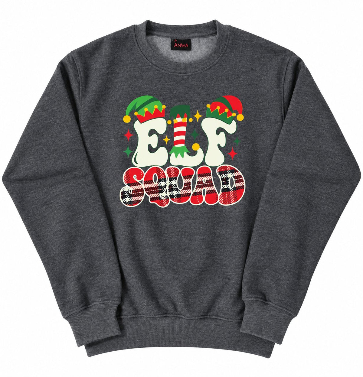 ELF SQUAD Christmas crewneck sweatshirt in Charcoal Gray
